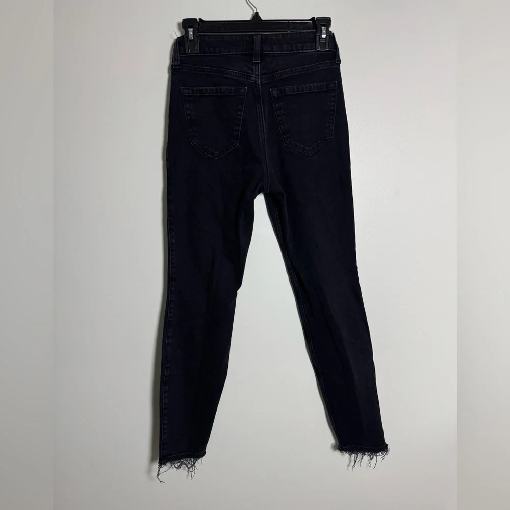 Abercrombie High Rise Skinny Jeans Black Raw Hem Size 26